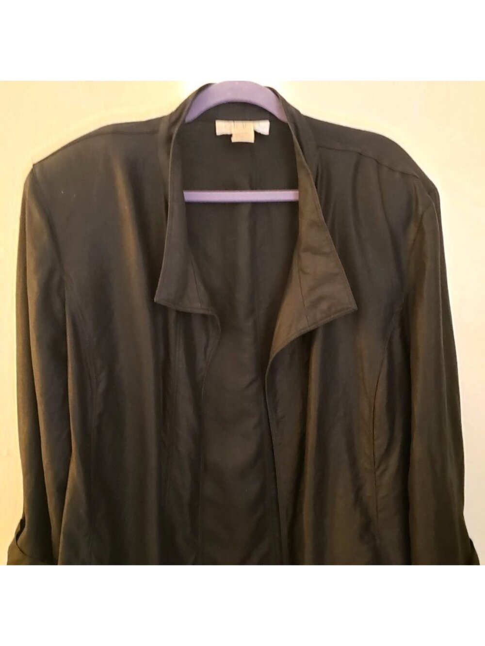 ELANA Black 100% linen unlined open front jacket Size 20 EUC